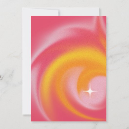 Roze sinaasappel y2k neon disco bal partij kaart (Achterkant)