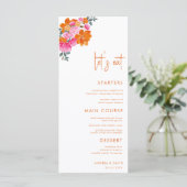 Roze Sinaasappel Zomer Bloemen Let's Eat Script Br Menu (Staand voorkant)