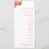 Roze Sinaasappel Zomer Bloemen Levendige Bloom Bru Programmakaart (Achterkant)