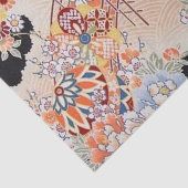 Roze Sinaasappel Zwart Japans Kimono Bloemen Decou Tissuepapier (Detail)