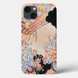  Roze Sinaasappel Zwart Japans Kimono Floral Case-Mate iPhone Case