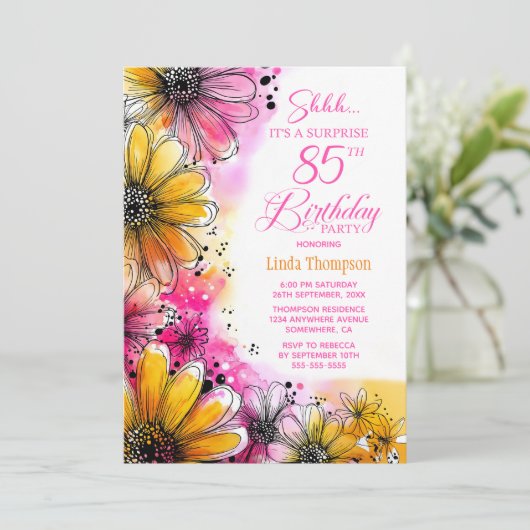 Roze Sinaasappels Bloemen Verrassing 85ste Verjaar Kaart (Staand voorkant)