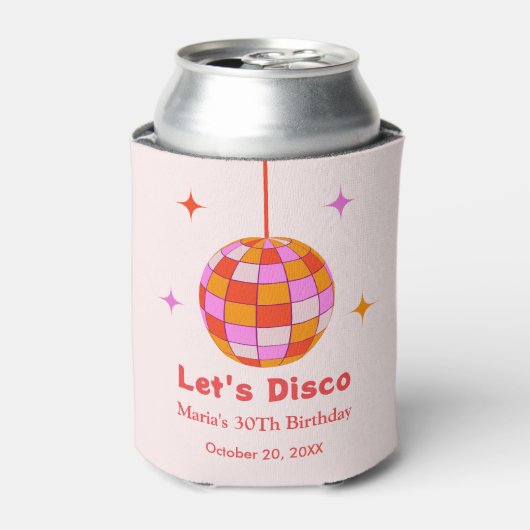 Roze Sinaasappels Discobal Let's Disco Verjaardags Blikjeskoeler (Blikje Voorkant)