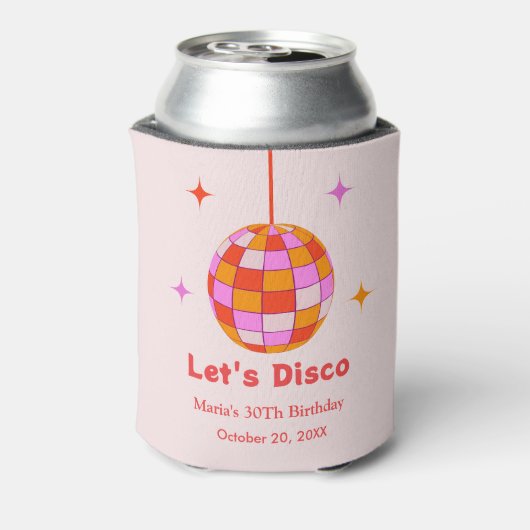Roze Sinaasappels Discobal Let's Disco Verjaardags Blikjeskoeler (Blikje Achterkant)