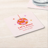 Roze Sinaasappels Discobal Let's Disco Verjaardags Kartonnen Onderzetters (Schuin)