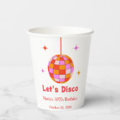 Roze Sinaasappels Discobal Let's Disco Verjaardags Papieren Bekers (Achterkant)