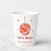 Roze Sinaasappels Discobal Let's Disco Verjaardags Papieren Bekers (Voorkant)