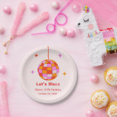 Roze Sinaasappels Discobal Let's Disco Verjaardags Papieren Bordje (Feest)