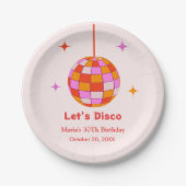 Roze Sinaasappels Discobal Let's Disco Verjaardags Papieren Bordje (Voorkant)