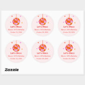 Roze Sinaasappels Discobal Let's Disco Verjaardags Ronde Sticker (Vel)
