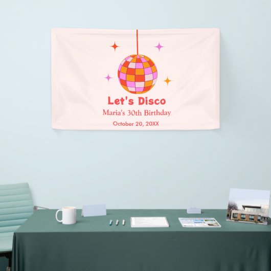 Roze Sinaasappels Discobal Let's Disco Verjaardags Spandoek (Beurs)