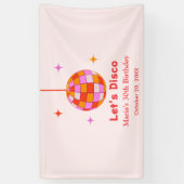 Roze Sinaasappels Discobal Let's Disco Verjaardags Spandoek (Verticaal)