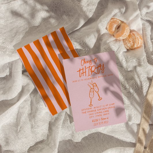 Roze Sinaasappels Hand getekend 30e grillige verja Kaart