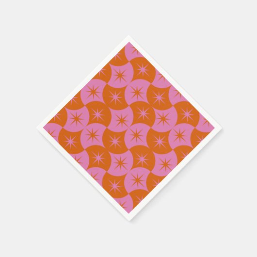 Roze Sinaasappels Starbursts op Mid Century Scallo Servet (Hoek)