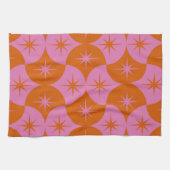 Roze Sinaasappels Starbursts op Mid Century Scallo Theedoek (Horizontaal)