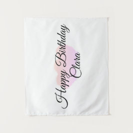 Roze sinaasappels wolken pastel Happy Birthday Mod Wandkleed