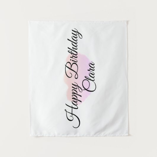 Roze sinaasappels wolken pastel Happy Birthday Mod Wandkleed (Voorkant)