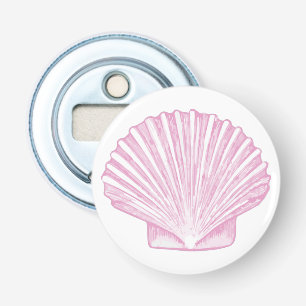 Roze Sint-Jacobsschelp Kust Button Flesopener