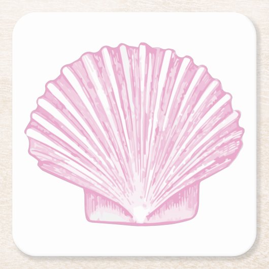 Roze Sint-Jacobsschelp Kust Kartonnen Onderzetters (Voorkant)