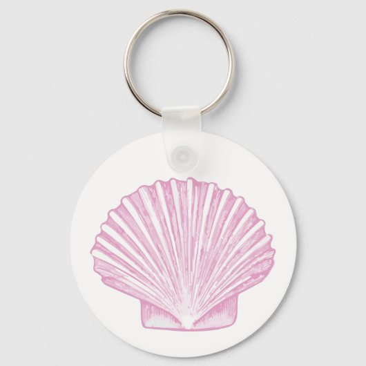 Roze Sint-Jacobsschelp Kust Sleutelhanger (Voorkant)