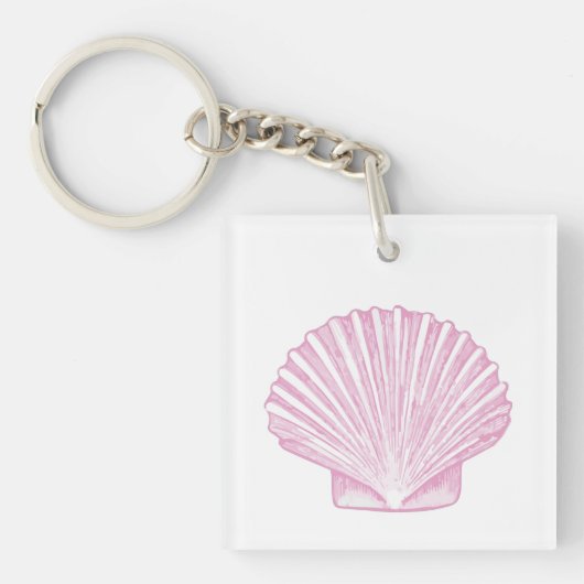 Roze Sint-Jacobsschelp Kust Sleutelhanger (Voorkant)