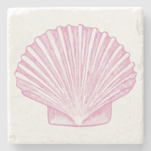 Roze Sint-Jacobsschelp Kust Stenen Onderzetter (Voorkant)