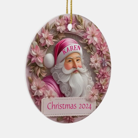 Roze Sinterklaas Gepersonaliseerd Ornament (Rechts)