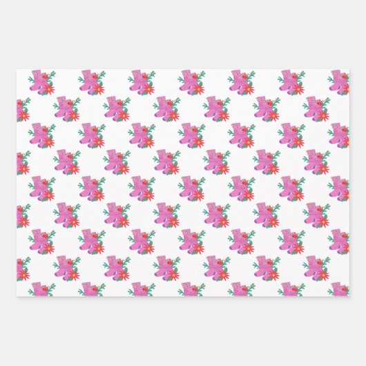 Roze Sinterklaas Kerstmis Wrapping Papier Inpakpapier Vel (Voorkant 3)