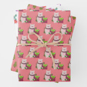 Roze Sinterklaas Kerstmis Wrapping Papier Inpakpapier Vel (In situ)