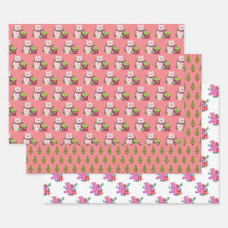 Roze Sinterklaas Kerstmis Wrapping Papier Inpakpapier Vel