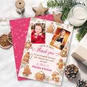 Roze Sinterklaas Sneeuw Kerstfeest 2 Foto  Bedankkaart