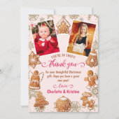 Roze Sinterklaas Sneeuw Kerstfeest 2 Foto  Bedankkaart (Voorkant)