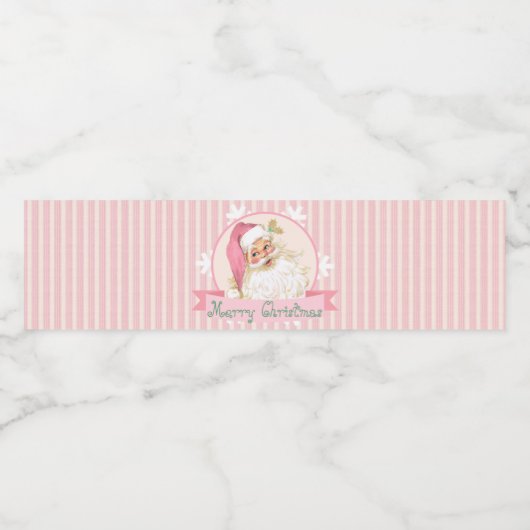 Roze  Sinterklaas Victoriaans Shabby Waterfles Etiket (Enkel label)
