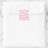 Roze Sip en zie Baby shower envelopverzegeling Vierkante Sticker (Tas)