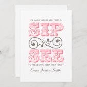 Roze Sip en zie Partij | Het is een meisje Kaart (Voorkant / Achterkant)