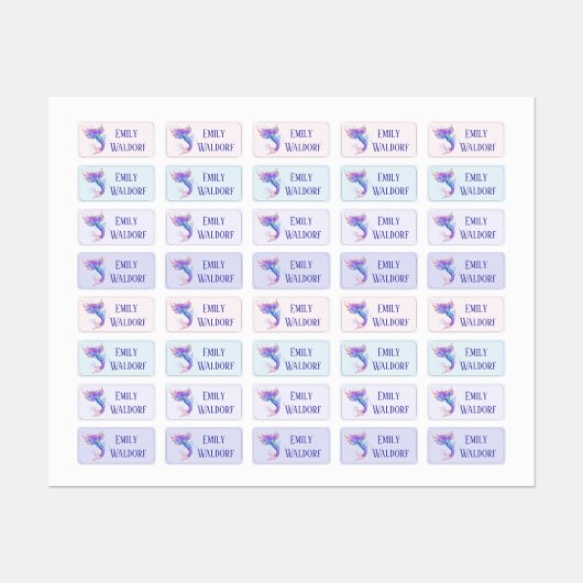Roze Sirene Kinderen Naam Kleding School Labels (Vel)