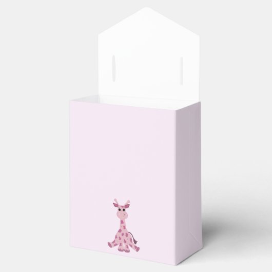 Roze Sitting Giraffe Bedankdoosjes (Geopend)