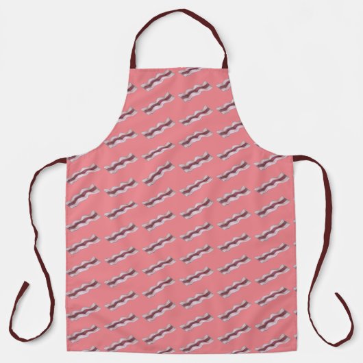 Roze Sizzling Greasy Bacon Strips Breakfast Food Schort (Voorkant)