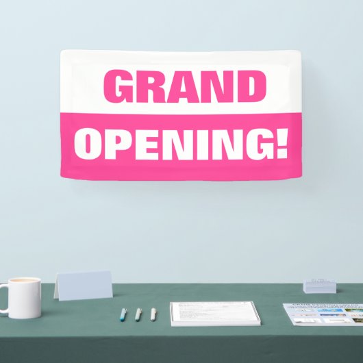 Roze sjabloon grand opening business banner (Beurs)