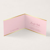Roze Sjabloon Modern Goud Elegant Handschrift Teks Visitekaartje (Binnen)