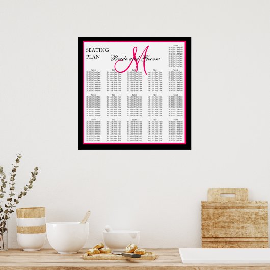 Roze Sjabloon Monogram bruiloft Poster (Keuken)