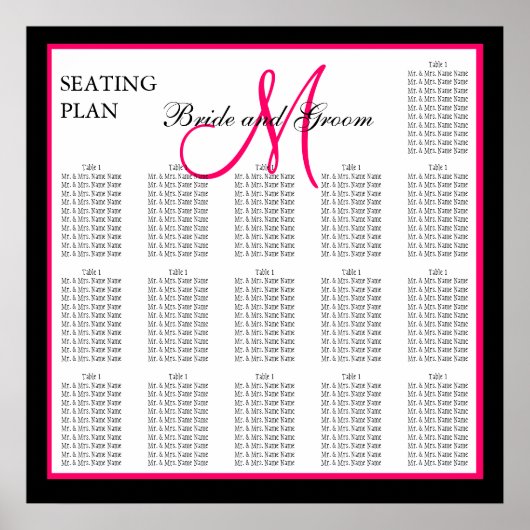 Roze Sjabloon Monogram bruiloft Poster (Voorkant)