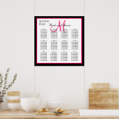Roze Sjabloon Monogram bruiloft Poster (Keuken)