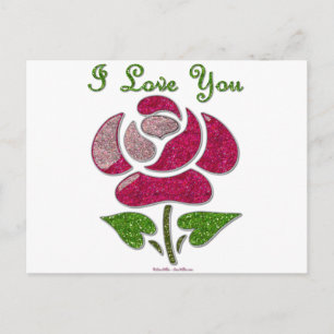 Roze sjabloon roos Ik hou van jou Briefkaart