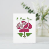 Roze sjabloon roos Ik hou van jou Briefkaart (Staand voorkant)