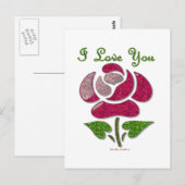Roze sjabloon roos Ik hou van jou Briefkaart (Voorkant / Achterkant)