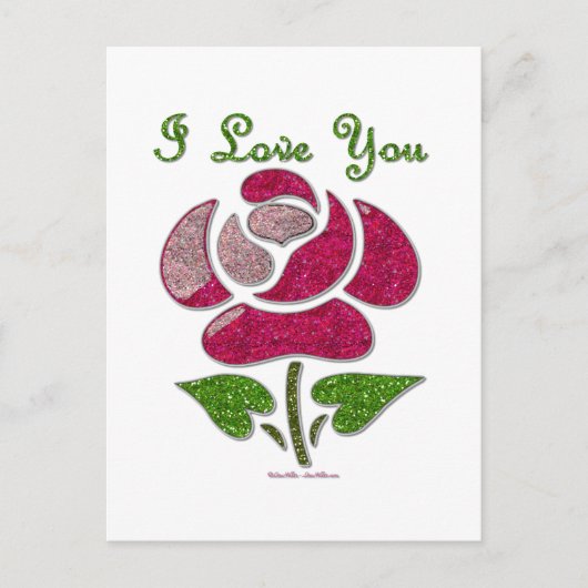 Roze sjabloon roos Ik hou van jou Briefkaart (Voorkant)