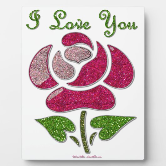 Roze sjabloon roos Ik hou van jou Fotoplaat (Voorkant)