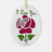Roze sjabloon roos Ik hou van jou Keramisch Ornament (Rechts)