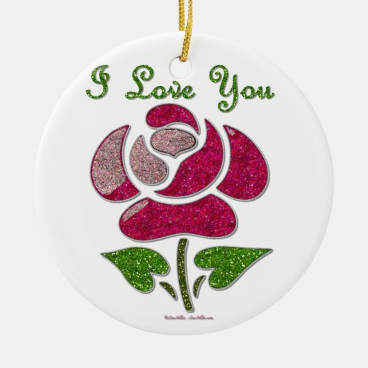 Roze sjabloon roos Ik hou van jou Keramisch Ornament (Voorkant)